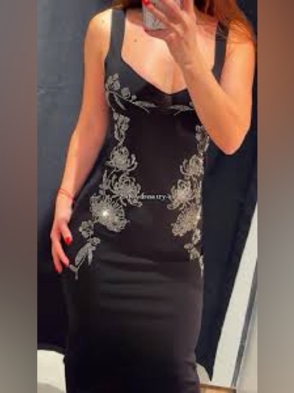 NWOT Zara Women's Black Sparkly Embellished Bodycon Midi Dress